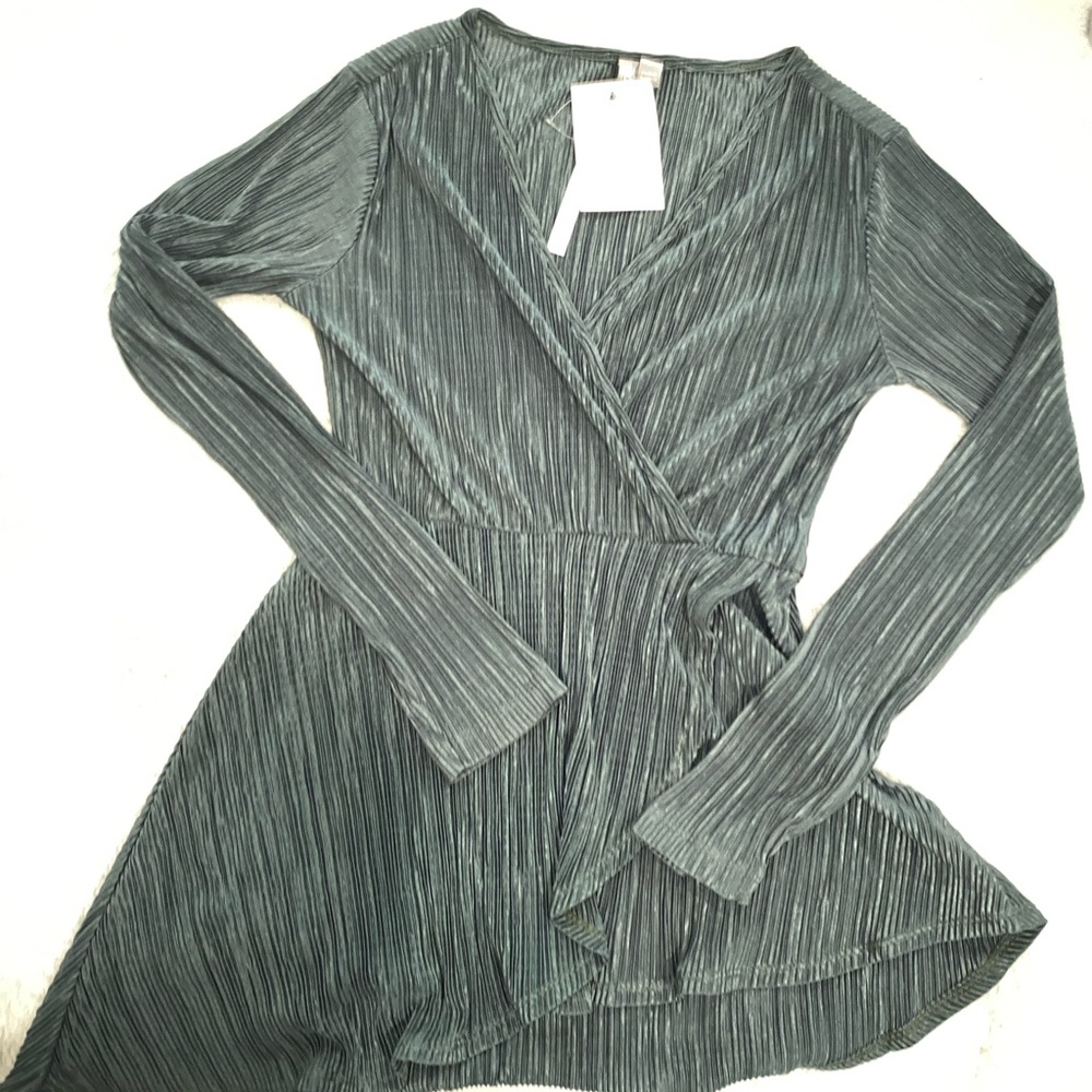 Maternity front wrap blouse - Green - Small